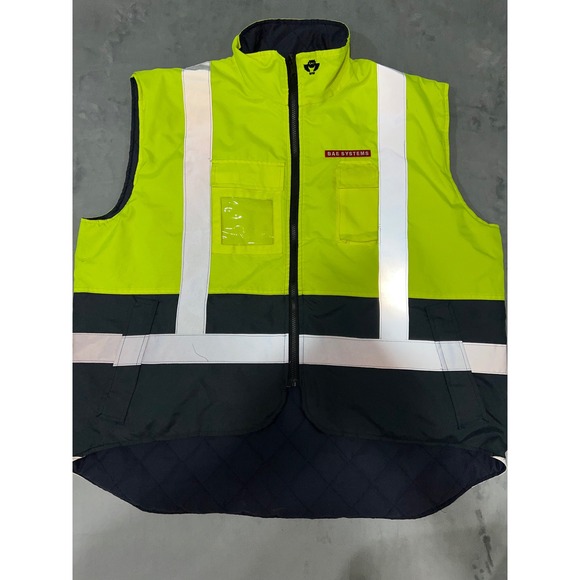 BAE Systems Reversible High Vis Safety Vest Quilted Navy Blue Reflective XL